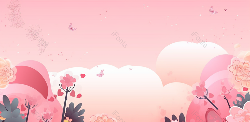 母亲节文艺手绘插画花朵粉色banner展板背景云彩植物花朵,插画/手绘图,插画/手绘图库,插画/手绘图下载,插画/手绘